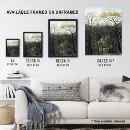 "Artery8 Rendezvous in the Forest Rousseau Vintage Wall Art Print Poster in Green - Size: W24"" x H32""" - thumbnail 3