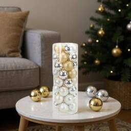 Garden Greatness 40 Pack Frosted Gold Christmas Baubles - Size: 1 Pack - thumbnail 1