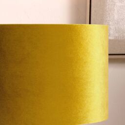 Ruma Mustard Yellow Velvet Cylinder Lampshade For Table Lamps - Size: 12 inches - thumbnail 2