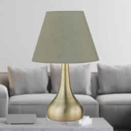 First Choice Lighting Set of 2 Romana - Antique Brass Touch Lamps with Sage Green Shades in Gold - thumbnail 3
