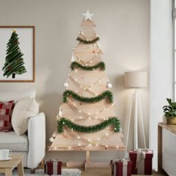Berkfield Home Wooden Christmas Tree for Decoration 180 cm Solid Wood Pine in Brown - thumbnail 1