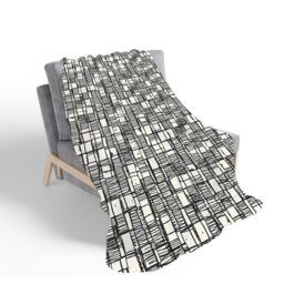 Warren Reed - Designer Irregular Sketched Block Textured Sherpa Blanket in Grey - Size: Large - thumbnail 2