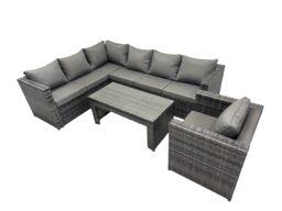 Fimous 4 Pieces Garden Furniture Corner Sofa &Dark Grey Mixed in Dark Grey - thumbnail 1