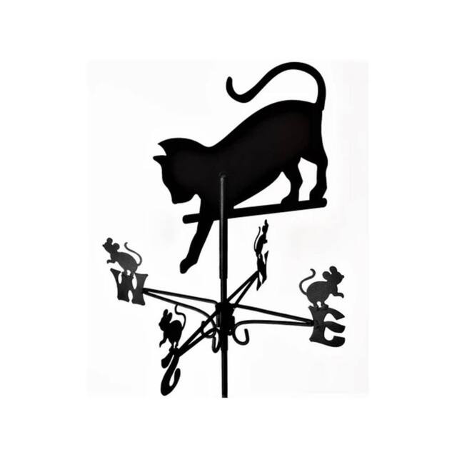 FenceArt Traditional Weathervane Cat Chasing Mouse - Steel L39xW39xH80cm Black - image 1