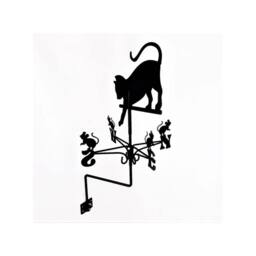 FenceArt Traditional Weathervane Cat Chasing Mouse - Steel L39xW39xH80cm Black - thumbnail 5