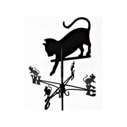 FenceArt Traditional Weathervane Cat Chasing Mouse - Steel L39xW39xH80cm Black