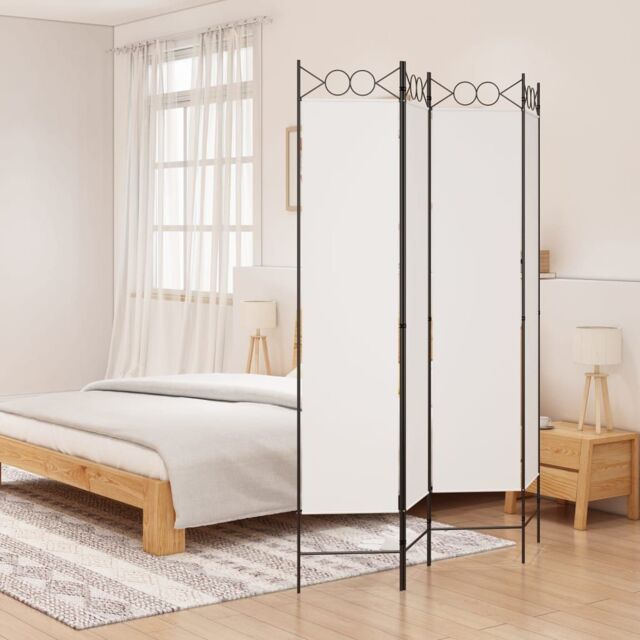 Berkfield Home 4-Panel Room Divider White 160x200 cm Fabric - image 1