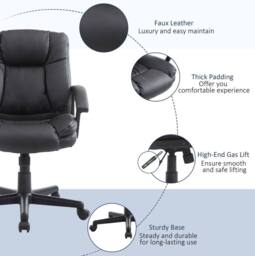 STILVORA High Back Office Chair with Adjustable Height, Black - thumbnail 4