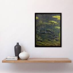 Artery8 Gerrit Willem Dijsselhof Framed Wall Art Pike & Perch in Aquarium in Green - Size: A4 - thumbnail 2