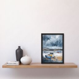 Artery8 Fishing Boats Yorkshire Coast Beach East Riding Framed Art Print in Grey - Size: A4 - thumbnail 4