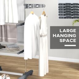 HOMCOM Large Clothes Airer Stainless Steel Clothes Drying Rack in Grey - Size: Medium - thumbnail 5