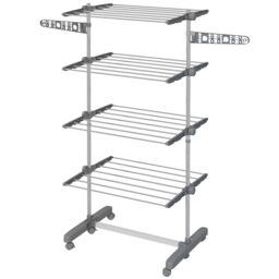 HOMCOM Large Clothes Airer Stainless Steel Clothes Drying Rack in Grey - Size: Medium - thumbnail 2
