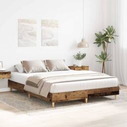 Berkfield Home Bed Frame No Mattress Old Wood 150x200 cm King Size Engineered Wood in Brown - thumbnail 3