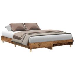 Berkfield Home Bed Frame No Mattress Old Wood 150x200 cm King Size Engineered Wood in Brown - thumbnail 1
