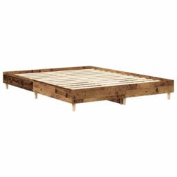 Berkfield Home Bed Frame No Mattress Old Wood 150x200 cm King Size Engineered Wood in Brown - thumbnail 7