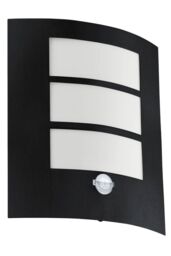 Eglo City Metal IP44 Outdoor Wall Light With Sensor in Black - thumbnail 1