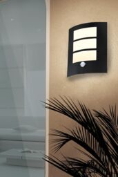 Eglo City Metal IP44 Outdoor Wall Light With Sensor in Black - thumbnail 2