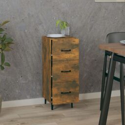 Berkfield Home Sideboard Smoked Oak 34.5x34x90 cm Engineered Wood in Brown - thumbnail 3
