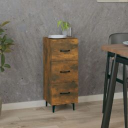 Berkfield Home Sideboard Smoked Oak 34.5x34x90 cm Engineered Wood in Brown - thumbnail 1