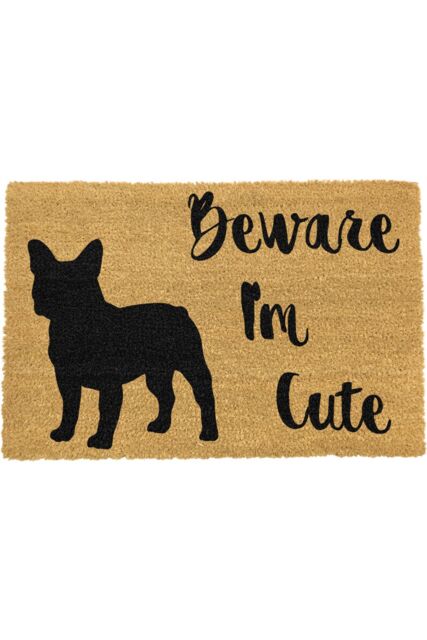 Artsy Mats Beware I'm Cute French Bulldog Doormat in Black - Size: 40 cm x 60 cm - image 1