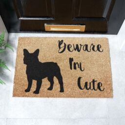 Artsy Mats Beware I'm Cute French Bulldog Doormat in Black - Size: 40 cm x 60 cm - thumbnail 2