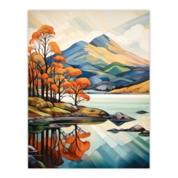 "Artery8 Wall Art Print In The Shadow Of Ben Lomond Loch Reflections Autumn Scotland Artwork Painting Poster - Size: W12"" x H16""" - thumbnail 1