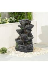 Living and Home Outdoor Rockery Decor Solar-Powered Water Fountain in Natural - thumbnail 2