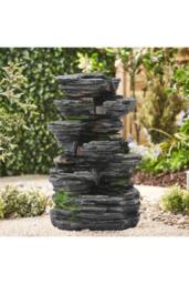 Living and Home Outdoor Rockery Decor Solar-Powered Water Fountain in Natural - thumbnail 3