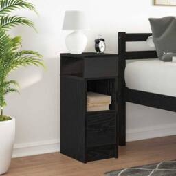 Berkfield Home Bedside Cabinet with Drawer Black 25x31x66 cm - Size: 25 x 31 x 66 cm - thumbnail 3