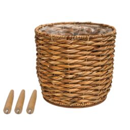 Ivyline Water Hyacinth Lined basket on Legs H45Cm D30Cm in Natural - thumbnail 4