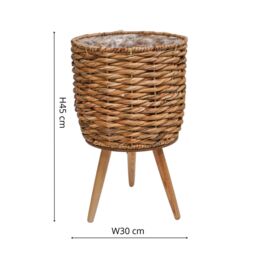 Ivyline Water Hyacinth Lined basket on Legs H45Cm D30Cm in Natural - thumbnail 3