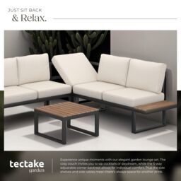 tectake Eliar Garden Lounge Set, 4-piece, with aluminum frame in Black - Size: Large - thumbnail 4