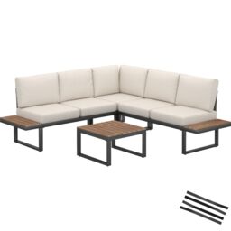 tectake Eliar Garden Lounge Set, 4-piece, with aluminum frame in Black - Size: Large - thumbnail 1