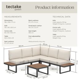 tectake Eliar Garden Lounge Set, 4-piece, with aluminum frame in Black - Size: Large - thumbnail 6