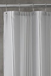 Catherine Lansfield 'Textured Stripe' Shower Curtain in Silver - thumbnail 2