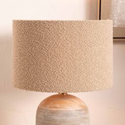 Ruma Taupe Boucle Cylinder Lamp Shade For Table Lamps in Beige - Size: 14 inches