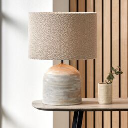 Ruma Taupe Boucle Cylinder Lamp Shade For Table Lamps in Beige - Size: 14 inches - thumbnail 4
