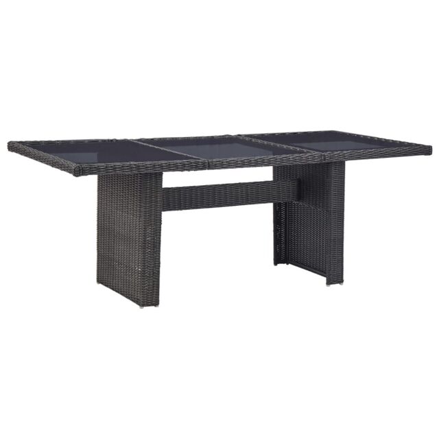 Berkfield Home Garden Dining Table Black 200x100x74 cm Glass & Poly Rattan - Size: 200 x 100 x 74 cm - image 1