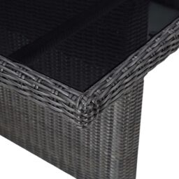 Berkfield Home Garden Dining Table Black 200x100x74 cm Glass & Poly Rattan - Size: 200 x 100 x 74 cm - thumbnail 4