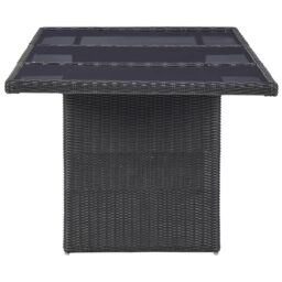 Berkfield Home Garden Dining Table Black 200x100x74 cm Glass & Poly Rattan - Size: 200 x 100 x 74 cm - thumbnail 3