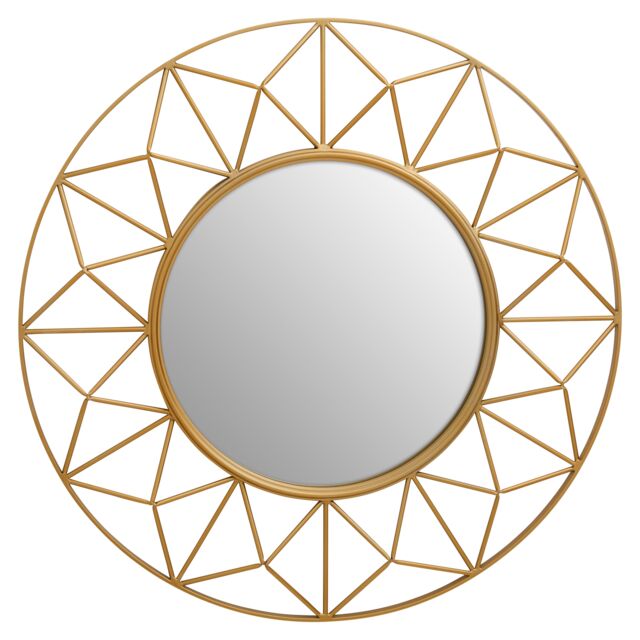 Orsina Geometric 3D Wall Mirror, Abstract Large Golden Framed Mirror, Lightweight & Durable Antique Wall Mirror in Gold - image 1