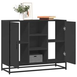 Berkfield Home Sideboard Black 92x35x76 cm Engineered Wood - Size: 92 x 35 x 76 cm - thumbnail 2