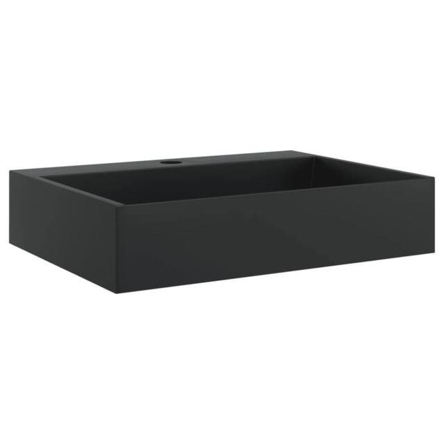 Berkfield Home Wash Basin 50x38x11 cm Mineral Cast/Marble Cast Matt Black - Size: 50 x 38 x 11 cm - image 1