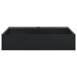 Berkfield Home Wash Basin 50x38x11 cm Mineral Cast/Marble Cast Matt Black - Size: 50 x 38 x 11 cm - thumbnail 4