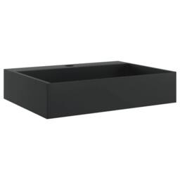 Berkfield Home Wash Basin 50x38x11 cm Mineral Cast/Marble Cast Matt Black - Size: 50 x 38 x 11 cm