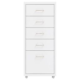 Berkfield Home Mobile File Cabinet White 28x41x69 cm Metal - Size: 28 x 41 x 69 cm - thumbnail 2