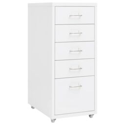 Berkfield Home Mobile File Cabinet White 28x41x69 cm Metal - Size: 28 x 41 x 69 cm - thumbnail 1