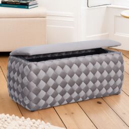 Artemis Home Plumeo Large Velvet Storage Ottoman in Taupe - thumbnail 1