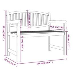 Berkfield Home Garden Bench 114x59x87 cm Solid Teak Wood in Brown - Size: 114 x 59 x 87 cm - thumbnail 6