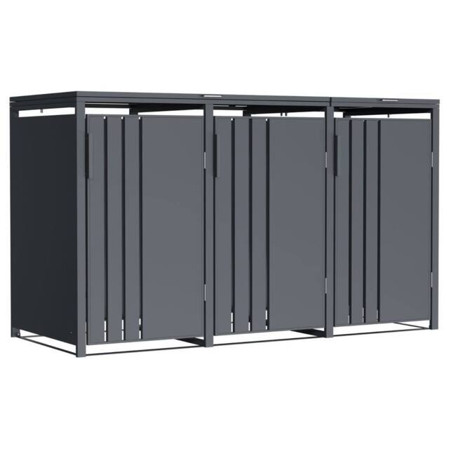 Phoenix Safe Company Phoenix Outdoor Triple Wheelie Bin Store for 3 x 240L Bins, Soft Close Metal Storage, Anthracite GB3300AA - Size: 800mm - image 1